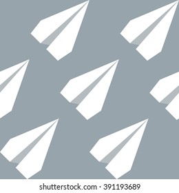 Paper planes seamless pattern. Papercraft airplanes wrapping texture. EPS8 vector illustration.