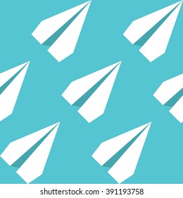 Paper planes seamless pattern. Papercraft airplanes wrapping texture. EPS8 vector illustration.