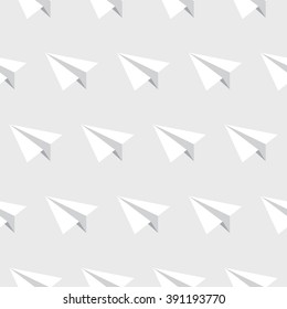 Paper planes seamless pattern. Papercraft airplanes wrapping texture. EPS8 vector illustration.