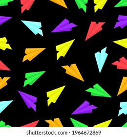 paper planes, seamless pattern, vector illustration