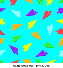 paper planes, seamless pattern, vector illustration