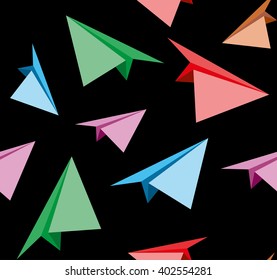 Paper planes seamless pattern. Vector Illustration