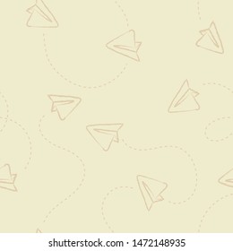 Paper planes seamless texture in retro style