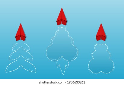 Paper planes take off concept for start-up business, leadership, success, and marketing strategy and goals. Design with folded planes. The idea for solving problems, independence, and opportunity. 