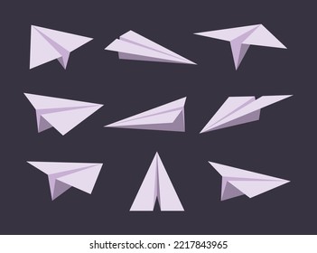 Paper planes with various positions. Vector Illustrations