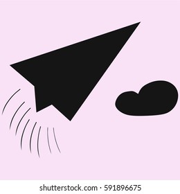 Paper plane,vector silhouette isolated