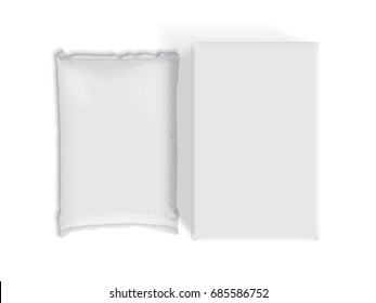 Paper or plastic bag and box Easy to change colors Mock Up Vector Template