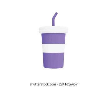 paper plastic beverage cup with 3d vector icon cartoon minimal style