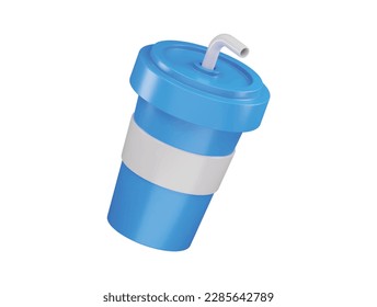 Papier-Plastikbecher mit Tube für Soda-Saft-Kaffee-Fast-Food-Symbol 3d Rendering 