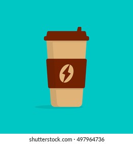 Paper or plastic coffee cup isolated on background. Coffee cup in flat cartoon style. Vector illustration
