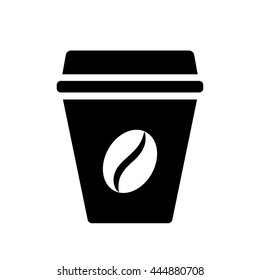 paper plastic coffee glass with bean black icon white icon
