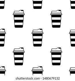 Paper or plastic cup with a drink seamless pattern. Background. Abstract geometric shape texture. Design template for wallpapers, wrapping, textile. Vector Illustration