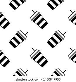 Paper or plastic cup with a drink seamless pattern. Background. Abstract geometric shape texture. Design template for wallpapers, wrapping, textile. Vector Illustration