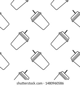 Paper or plastic cup with a drink seamless pattern. Background. Abstract geometric shape texture. Design template for wallpapers, wrapping, textile. Vector Illustration