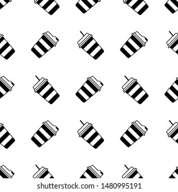 Paper or plastic cup with a drink seamless pattern. Background. Abstract geometric shape texture. Design template for wallpapers, wrapping, textile. Vector Illustration