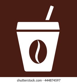 paper plastic hot coffee drink glass with steam bean brown icon on creme background