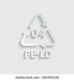 paper Plastic recycling symbol PE-LD 4 , Plastic code , vector illustration Low-density polyethylene	
