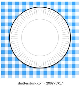 Paper Plate with Blue Tablecloth