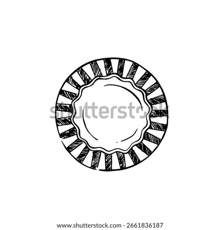A paper plate illustration with stripes.