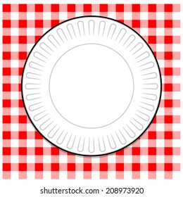 Paper Plate with Red Tablecloth
