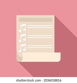 Vector plano de icono de lista de reproducción de papel. Canción musical. Teléfono móvil de aplicación
