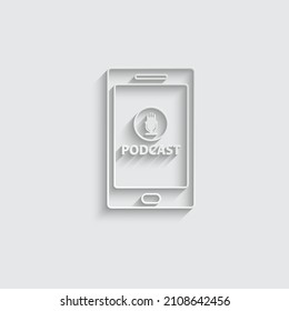 paper Podcast vector icon microphone sign