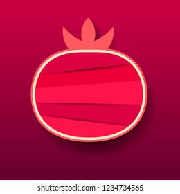 Paper pomegranate fruit vector illustration on dark red background