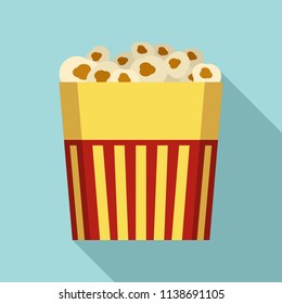Paper popcorn box icon. Flat illustration of paper popcorn box vector icon for web design