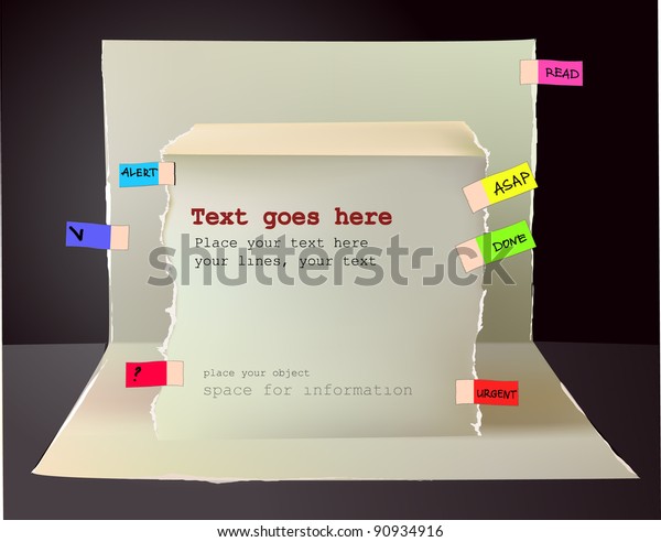 Paper pop-up design with label and sticker and space\
for text
