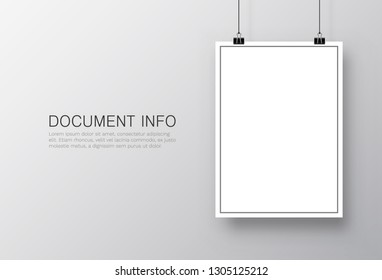 Paper poster A4 on the grey background. Vector illustration