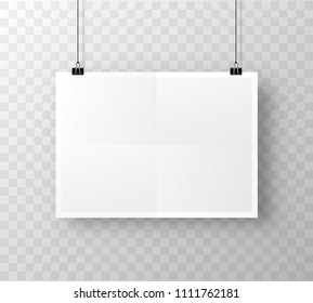 Paper poster A4 on the white transparent background. Vector illustration