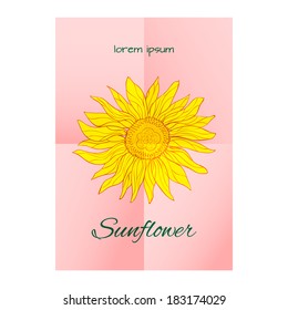 Paper poster. Floral element. Sunflower. Vector illustration.