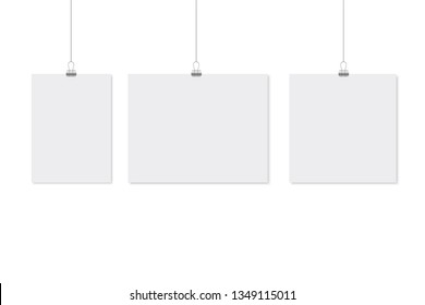 Paper poster mockup design. Paper sheet blank template. Frame on wall portfolio concept 