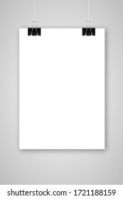 paper poster mockup template clip sign vector wall