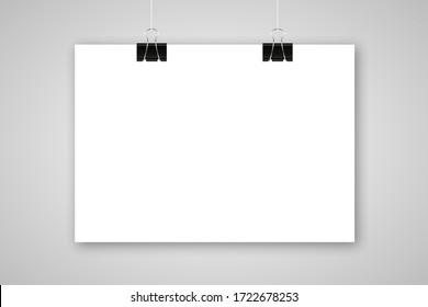 paper poster mockup template clip sign vector wall