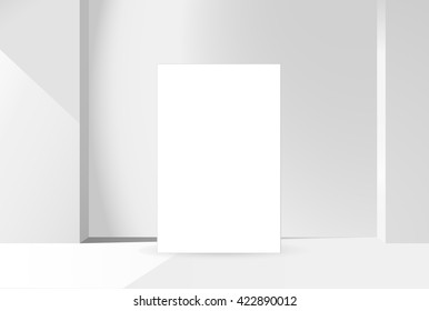 paper poster on the white empty room