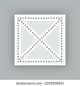 Paper postmarks perforated labels set. Empty postal stamps in square set. Post frames. Postagestamps for mail letter. Blank borders isolated on gray background. Vector illustration.