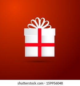 Paper Present Box on Red Background 