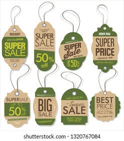 Paper price tag retro vintage style design vector collection 