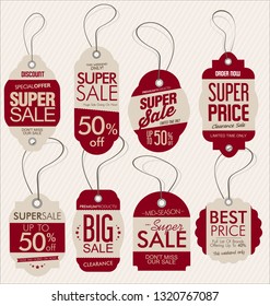 Paper price tag retro vintage style design vector collection 