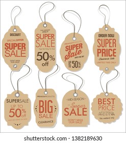 Paper price tag retro vintage style design vector collection 