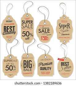 Paper price tag retro vintage style design vector collection 