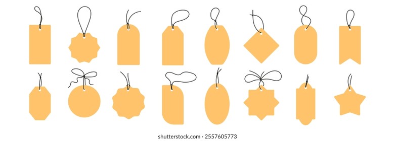 Paper price tags collection. Set of Gift Tags for store. Sale or discount badge. Various shapes of  paper blank. Vector illustration