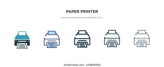 paper printer icon in different style vector illustration. two colored and black paper printer vector icons designed in filled, outline, line and stroke style can be used for web, mobile, ui