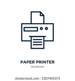 paper printer icon from technology collection. Thin linear paper printer, computer, printer outline icon isolated on white background. Line vector paper printer sign, symbol for web and mobile