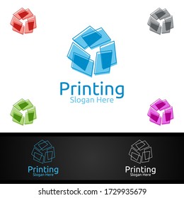 Paper Printing Company Vector Logo Design for Media, Retail, Advertising, Newspaper or Book Concept
