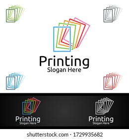 Vector Logo-Design der Papierdruckerei für Medien, Einzelhandel, Werbung, Zeitungen oder Buchkonzept