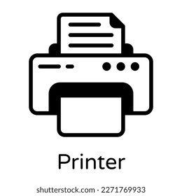 Paper printing machine, solid icon of printer 