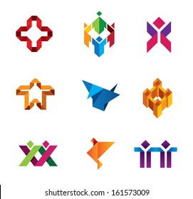 Paper product object of people diversity help social logo and icon 