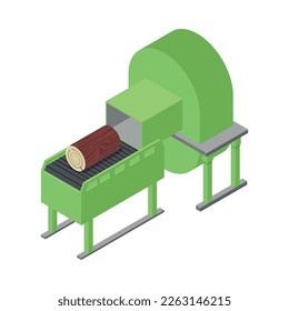 Paper production isometric composition with isolated industry icons on blank background vector illustration